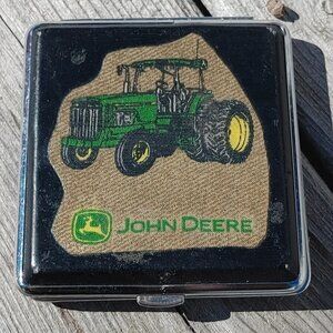 JOHN DEERE Cigarette Hard Case Metal Black Green Tractor Tobacco